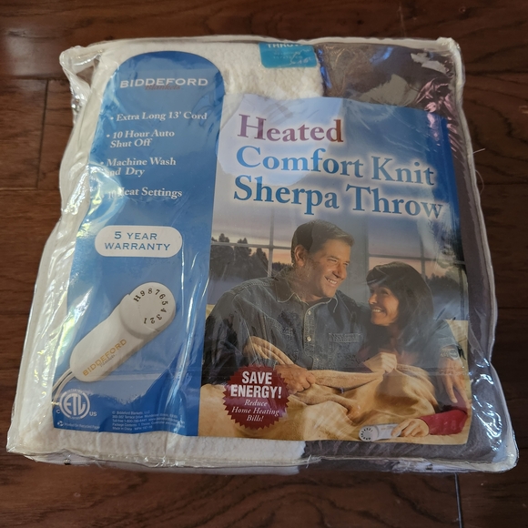 Biddeford Heated Sherpa Throw - White - Picture 1 of 4